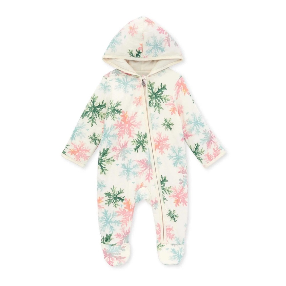 NWT Burt's Bee Baby Organic Cotton Snowflake Winter Bunting Jumpsuit 3-6 Months